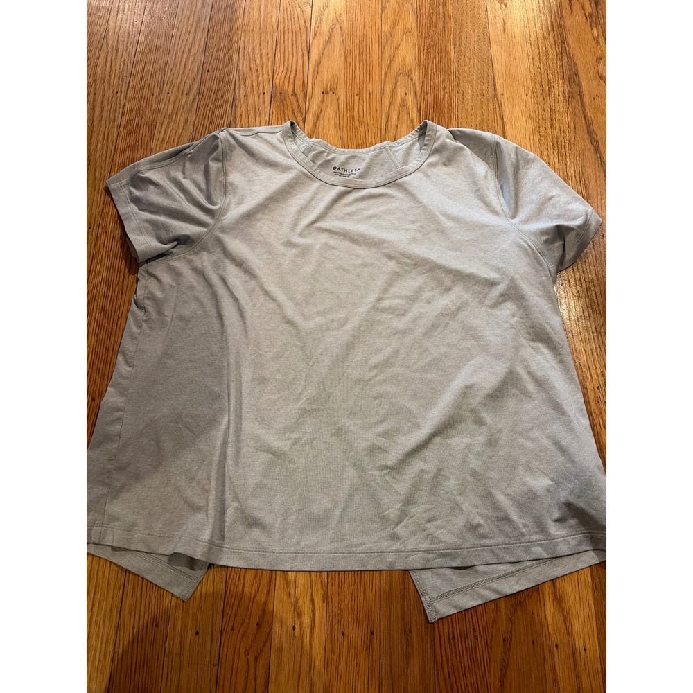 Athleta Womens Short Sleeve Crossover Open Back Active Top Heather Grey Medium
